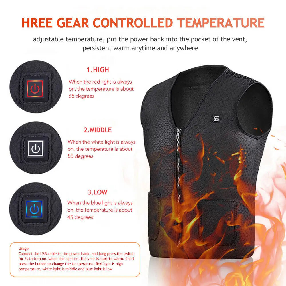 Unisex Upgraded Heated Vest Smart Electric Heating Vest