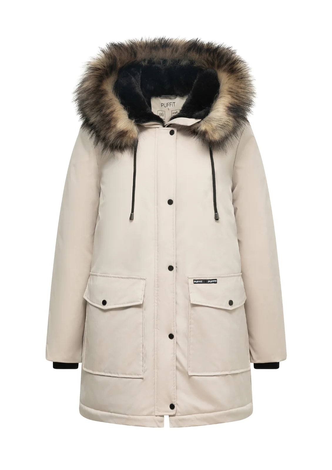 Women's Winter Parka Jacket Faux Fur Mid-Length