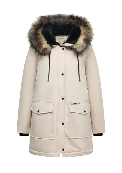 Women's Winter Parka Jacket Faux Fur Mid-Length