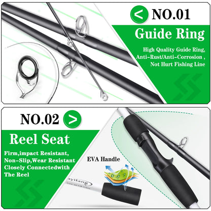 Fishing Rod Reel Combo 1.8m 4-Sections Carbon Fiber