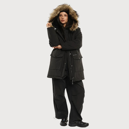 Women's Winter Parka Jacket Faux Fur Mid-Length