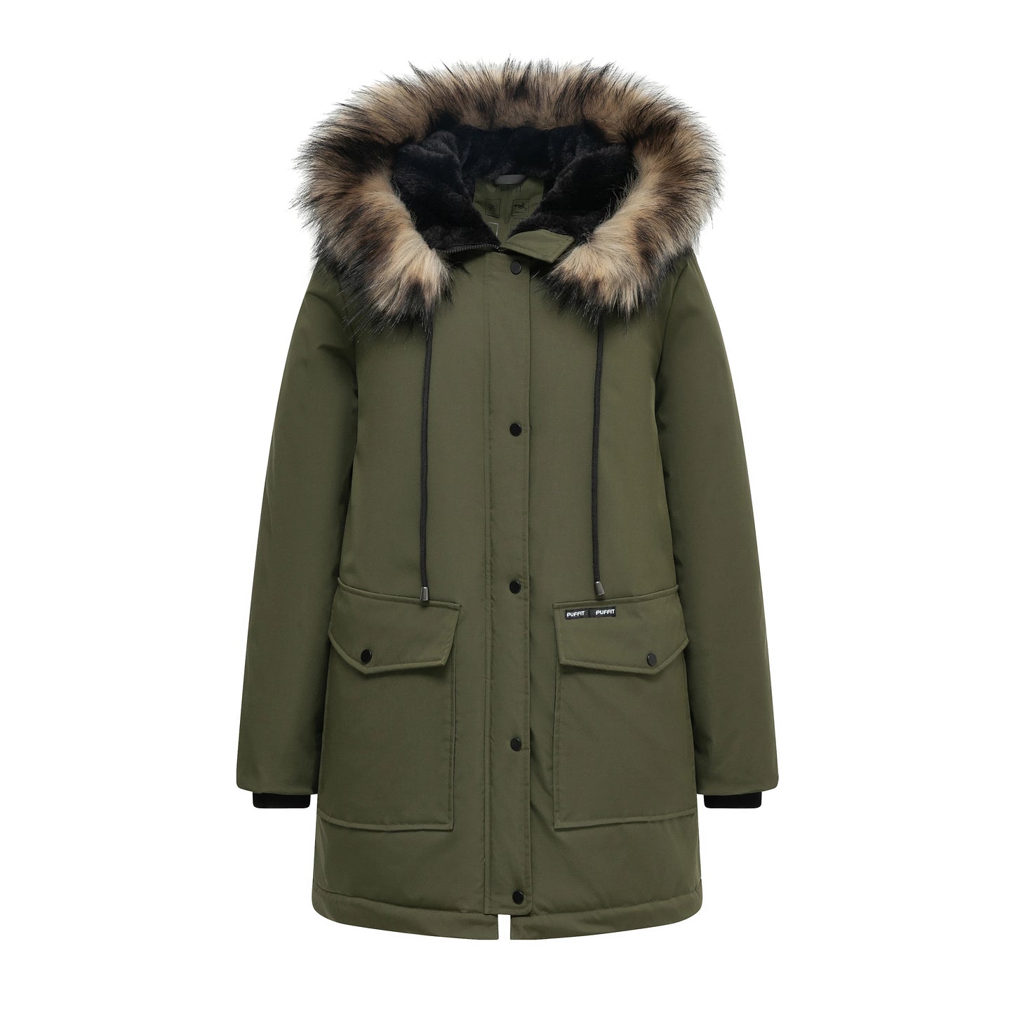 Women's Winter Parka Jacket Faux Fur Mid-Length
