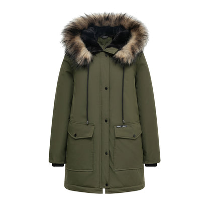 Women's Winter Parka Jacket Faux Fur Mid-Length