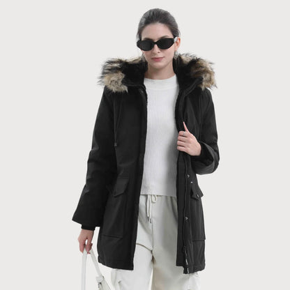 Women's Winter Parka Jacket Faux Fur Mid-Length