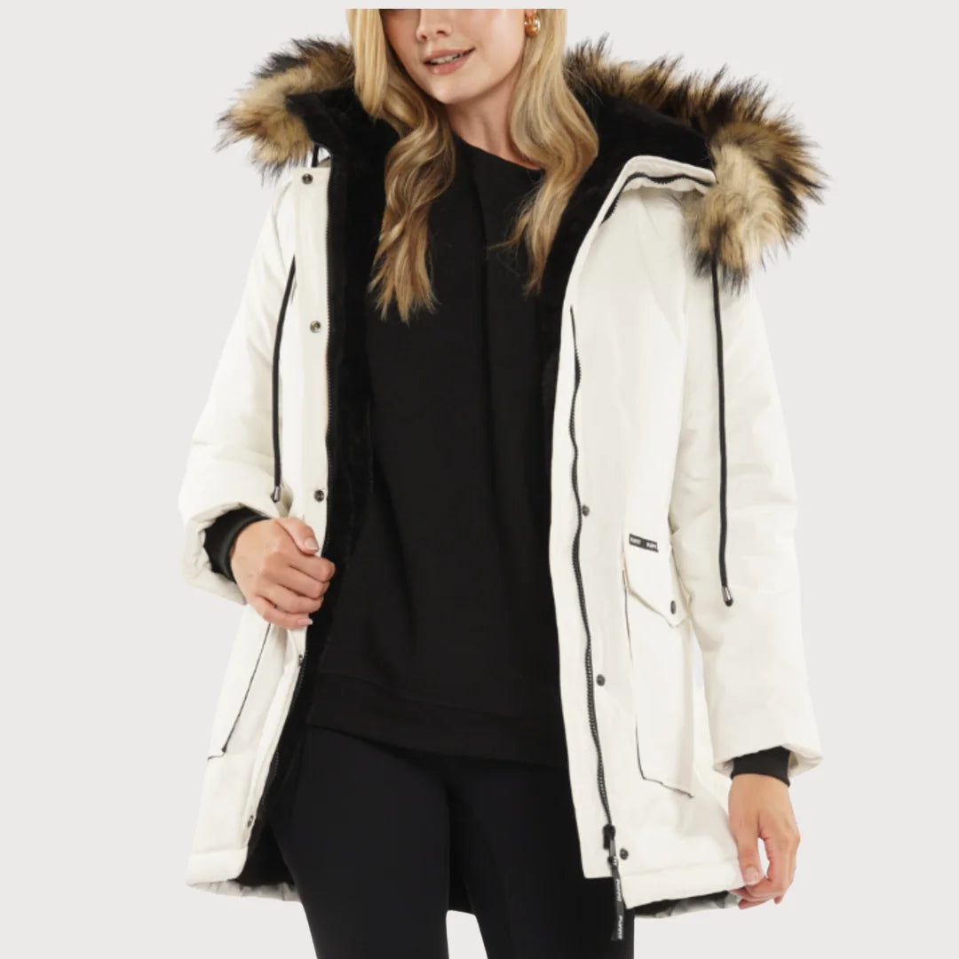 Women's Winter Parka Jacket Faux Fur Mid-Length