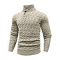 Men's Sweater Winter Shawl Collar Pullover Sweater Casual Cable Knit Button Sweaters Woolen Solid Color Tops US Size